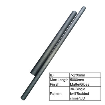 0.05% N Inhoud 1 inch Carbon Fiber Tube 1200 mm voor industriële toepassingen