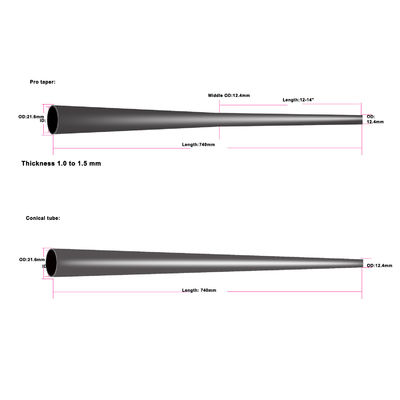 Plain UD Carbon Fiber Pro Taper Snooker Cue Golf Shaft Tube voor Low Deflection Cues